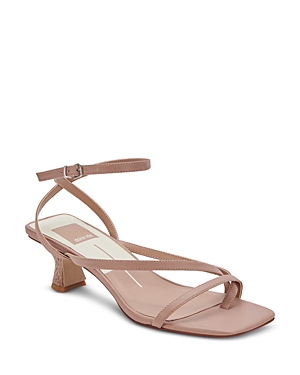 Dolce Vita Women's Baylor Square Toe Block Heel Thong Sandals In Cafe Leather