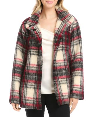 Karen Kane Plaid Funnel Neck Jacket | Bloomingdale's