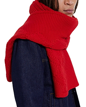The Kooples Cables Knit Scarf In Red