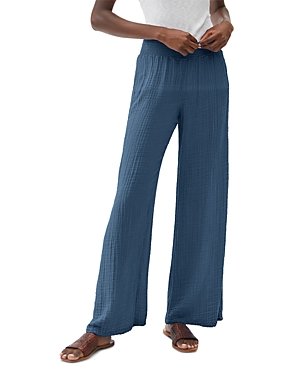 Michael Stars Smocked Wide-leg Pants In Pebble