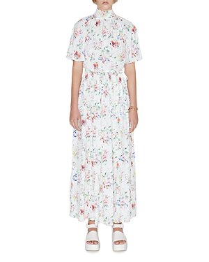 Rosetta Getty Floral Print Scarf Neck Dress In Multi