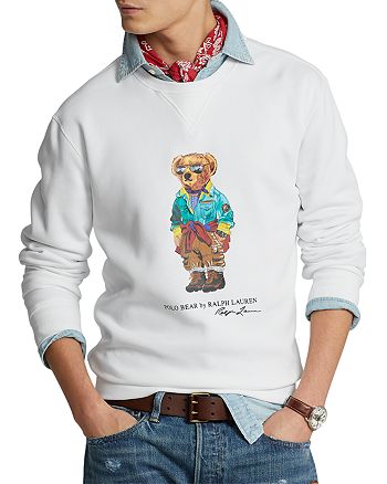 Polo Ralph Lauren - Cotton Blend Fleece Polo Bear Print Regular Fit Crewneck Sweatshirt