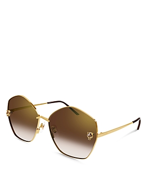 Cartier 63mm Gradient Oversize Geometric Sunglasses In Gold/brown Gradient