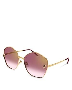Cartier 63mm Gradient Oversize Geometric Sunglasses In Gold/pink Gradient