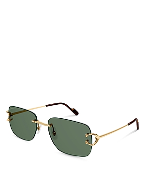 Shop Cartier Signature C 24k Gold Plated Rimless Sunglasses In Gold/green
