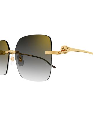 Panthere Classic 24K Gold Plated Rimless Square Sunglasses, 60mm