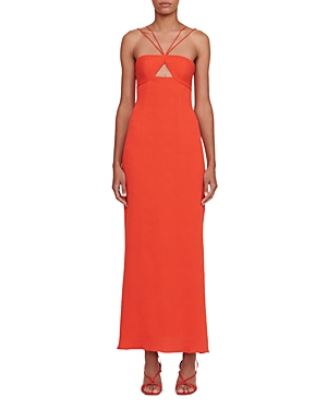 staud gianna halter maxi dress Gianna halter maxi dress in orange - Staud