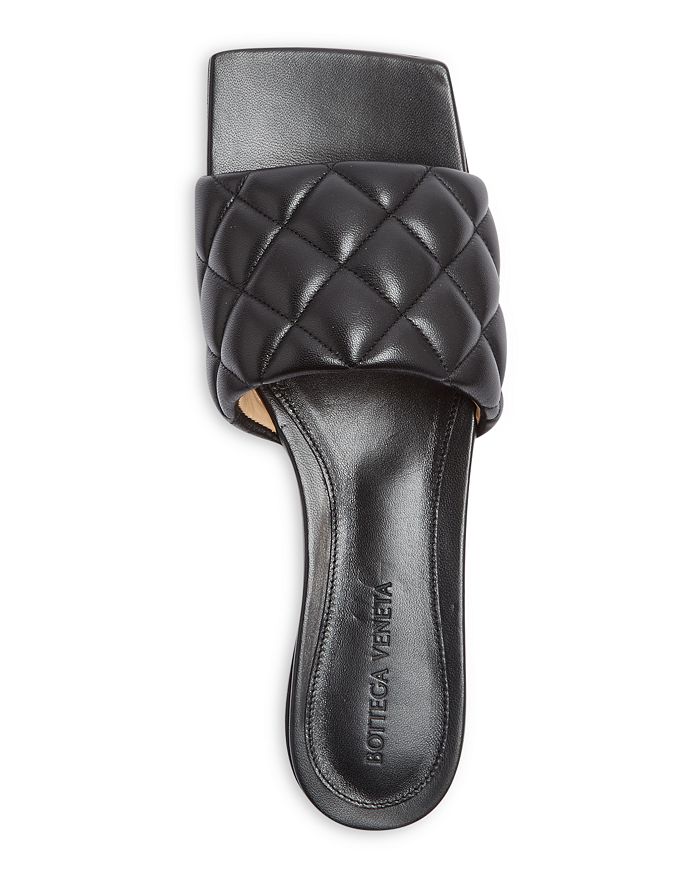 Shop Bottega Veneta Women's Square Toe Quilted Slide Sandals In Nero