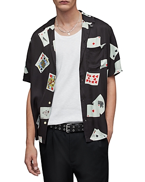 Allsaints Holdem Poker Print Long Sleeve Shirt