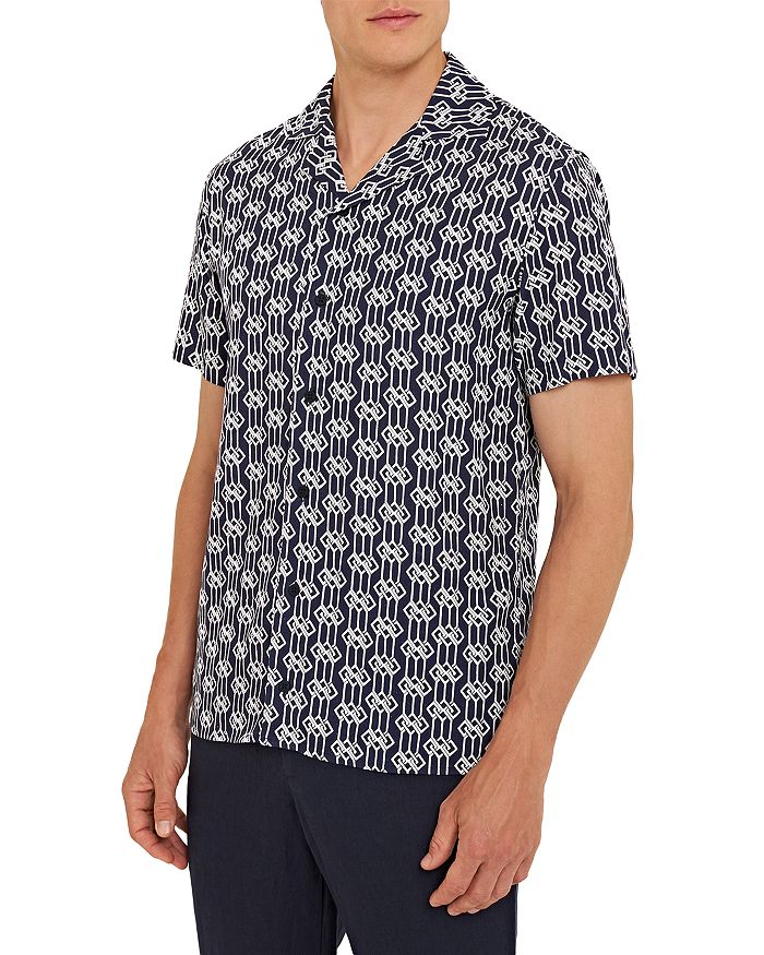 Orlebar Brown - Travis Waypoint Geo Print Tailored Fit Button Down Camp Shirt