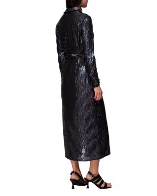 Whistles Striped Sequin Midi Dress | Bloomingdale's
