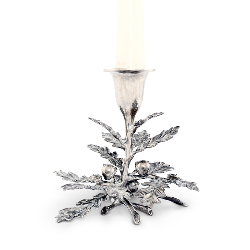 Vagabond House Oak Leaf Candle Holder In Pewter