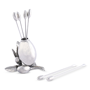 Vagabond House Olive Cheese Picks And Holder Set In Pewter