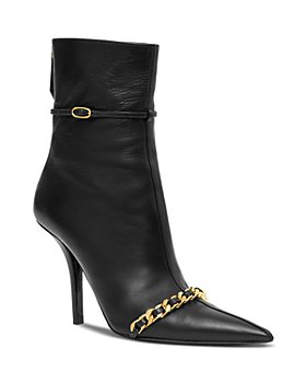 Burberry - Women's Andrea Pointed Toe Chain Trim High Heel Booties