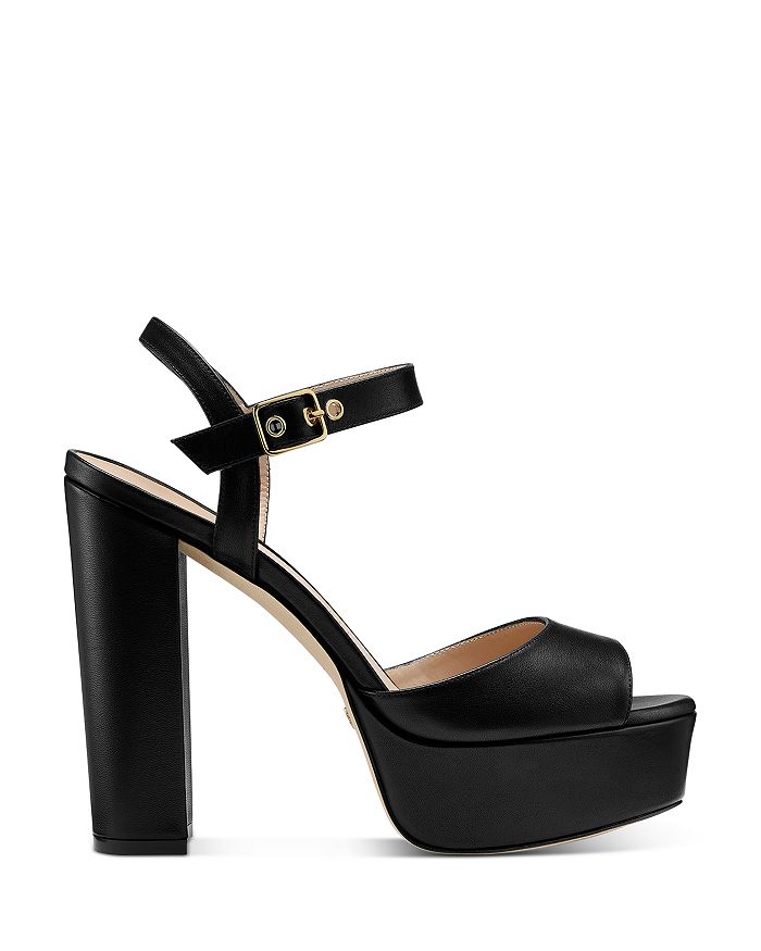 Shop Stuart Weitzman Women's Ryder 95 Strappy Platform Sandals In Shiny Black
