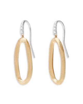 18K White &amp; Yellow Gold Jaipur Link Diamond Oval Link Drop Earrings