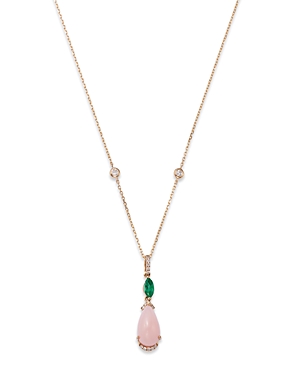 Bloomingdale's Emerald, Pink Opal, & Diamond Pendant Necklace in 14K Yellow Gold, 18 - 100% Exclusiv