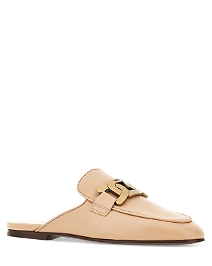 Tod's Kate Leather Chain Loafer Mules In Beige