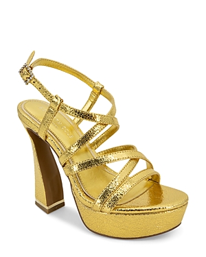 Kenneth Cole Women's Allen Strappy High Heel Platform Sandals In Light Gold
