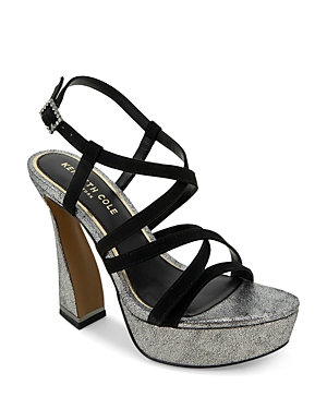 Kenneth Cole Women's Allen Strappy High Heel Platform Sandals In Black/pewter
