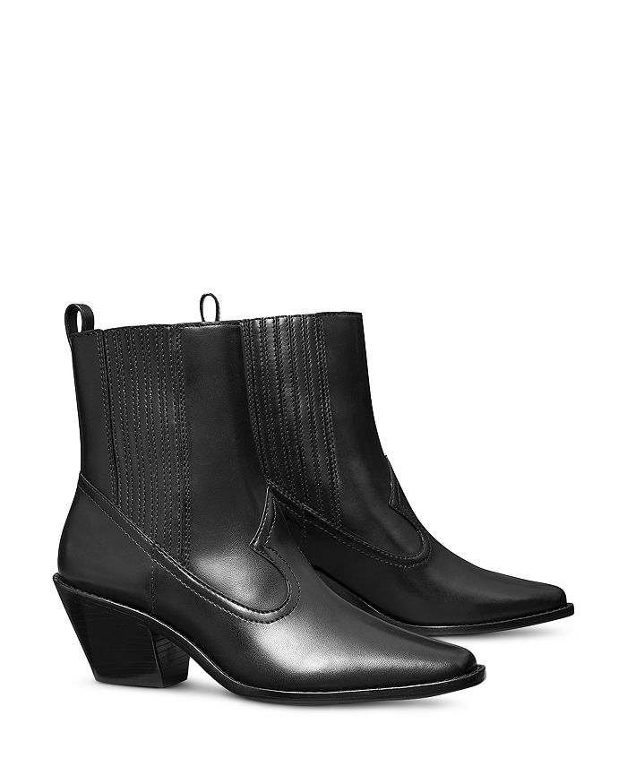 Multi Logo Leather Ankle Boots in Black - Tory Burch