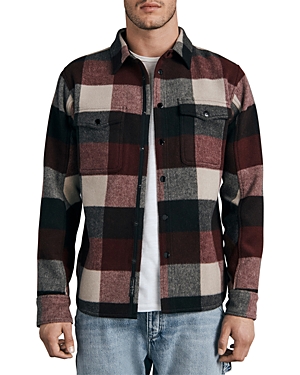 Rag & Bone Long Sleeve Gingham Motif Wool Shirt Jacket In Burgbuff