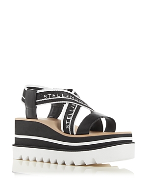 Shop Stella Mccartney Women's Sneak-elyse Platform Wedge Sandals In Black