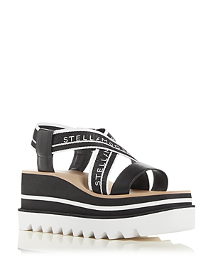 Stella Mccartney Womens Criss-cross Knit Platform Sandals In Black
