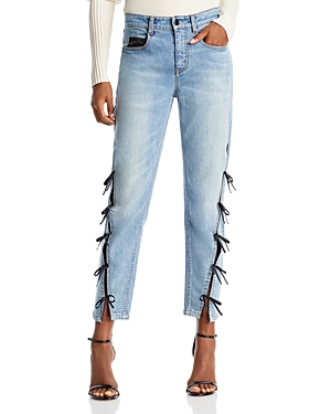 Hellessy Grove High Rise Side Ties Ankle Jeans in Med Wash