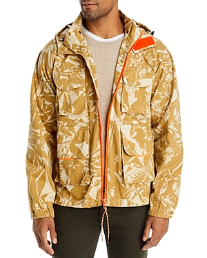 Aries Cotton Crinkle Camo Removable Hood Cargo Jacket In Pebble