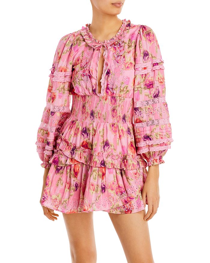 LoveShackFancy Clarkie Floral Print Mini Dress Bloomingdale s