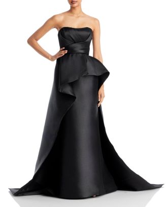 Amsale Mikado Strapless Peplum Gown | Bloomingdale's
