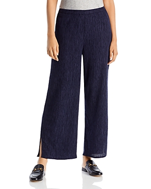 Eileen Fisher Silk Straight-leg Ankle Pants In Noctn