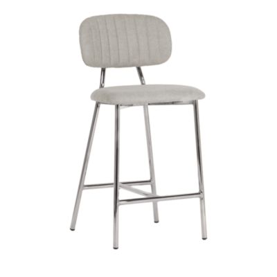 TOV Furniture - Ariana Gray Counter Stool with Silver Tone Legs, Set of 2