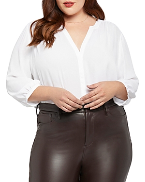 Shop Nydj Plus Size Marilyn Faux Leather Pants In Cordovan