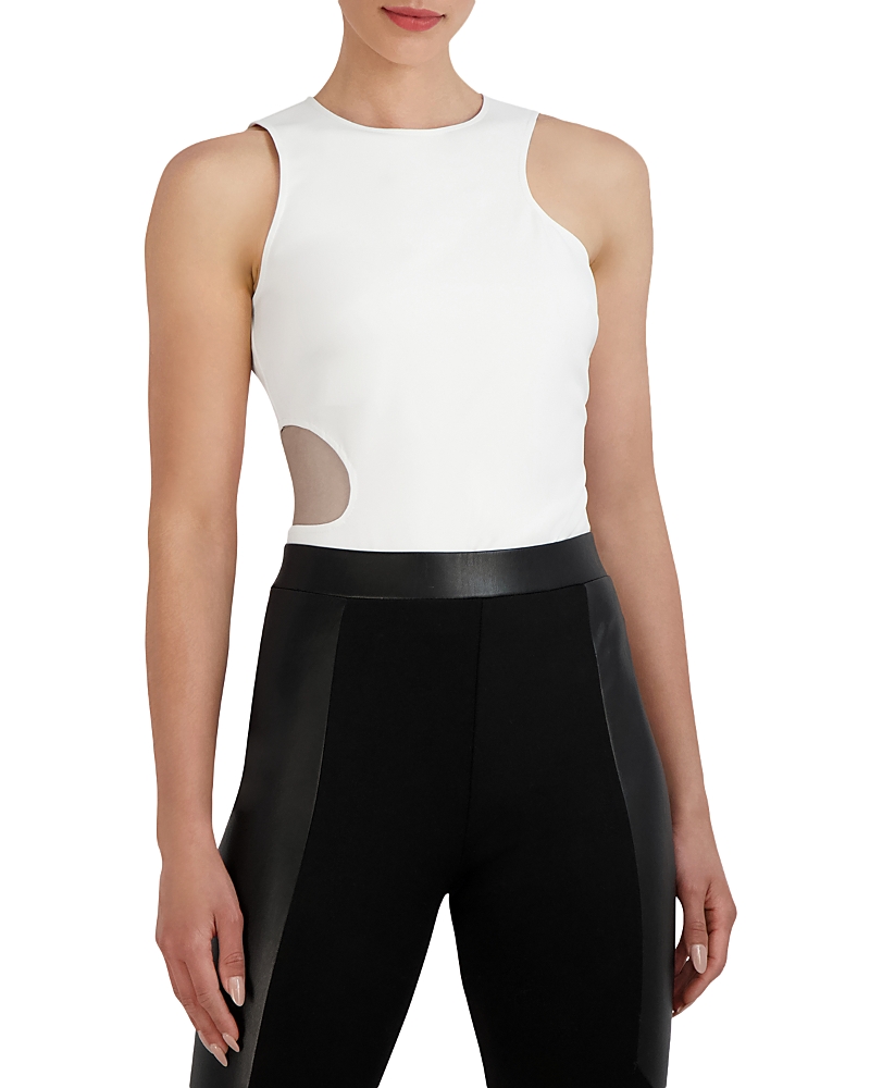 Bcbgmaxazria Cutout Knit Bodysuit In Gardenia
