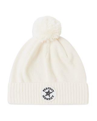 Perfect Moment Logo Patch Merino Wool Pompom Beanie Ii In 