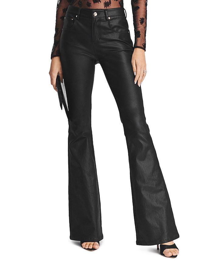 Retrofete Laurel Mid Rise Flare Jeans in Coated Black