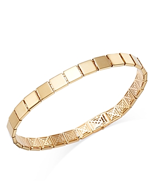 14K Yellow Gold Etched Square Link Bracelet