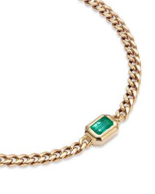 14K Yellow Gold Emerald Bezel Link Bracelet