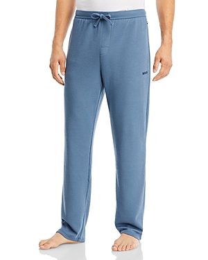 Boss Cotton Blend Waffle Knit Logo Embroidered Pajama Pants