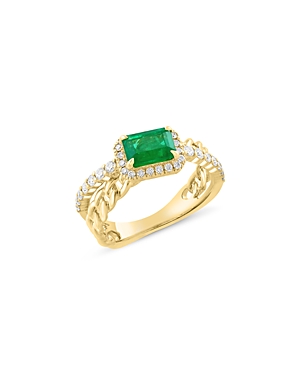 Bloomingdale's Emerald & Diamond Crossover Ring in 14K Yellow Gold - 100% Exclusive