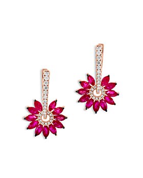 Bloomingdale's - Ruby & Diamond Flower Drop Earrings in 14K Rose Gold - 100% Exclusive
