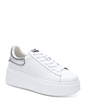 Shop Ash Women's Moby Lace Up Low Top Platform Sneakers In White/silver
