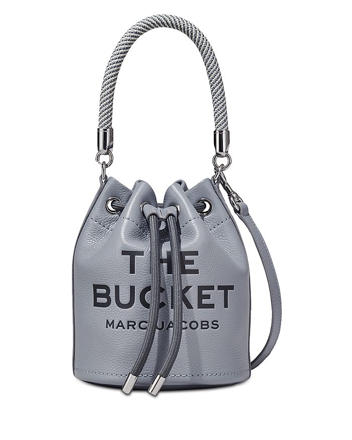 Marc Jacobs The Leather Bucket Bag In Wolf Gray/silver