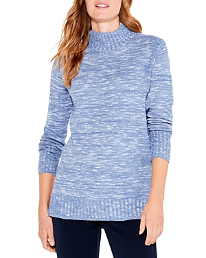 Nic + Zoe Petite Sun Turn Heathered Turtleneck Sweater In Blue Mix