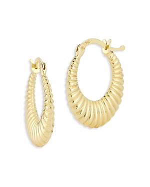 14K Yellow Gold Graduated Ribbed Hoop Earrings - 100% Exclusive