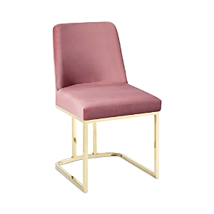 Modway Amplify Sled Base Performance Velvet Dining Side Chair In Gold Tone In Gold Rose