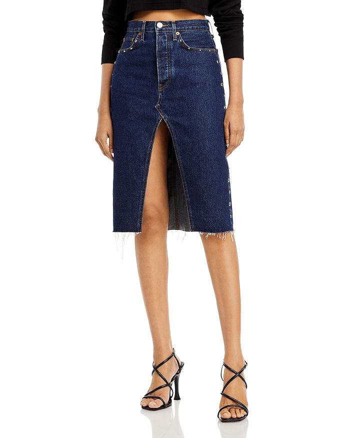 RE DONE Mid Length Denim Skirt Bloomingdale s