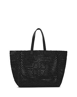 Anine Bing Rio Large Straw Tote In Black